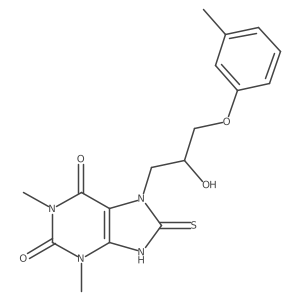 7-(2-hydroxy-3-(m-tolyloxy)propyl)-8-mercapto-1,3-dimethyl-1H-purine-2,6(3H,7H)-dione结构式