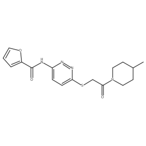 N-(6-((2-(4-methylpiperidin-1-yl)-2-oxoethyl)thio)pyridazin-3-yl)furan-2-carboxamide Structure