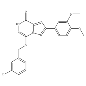 7-[(3-chlorobenzyl)thio]-2-(3,4-dimethoxyphenyl)pyrazolo[1,5-d][1,2,4]triazin-4(5H)-one结构式