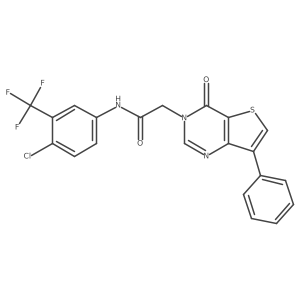 O=C(Cn1cnc2c(-c3ccccc3)csc2c1=O)Nc1ccc(Cl)c(C(F)(F)F)c1结构式