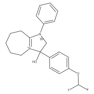 3-(4-(difluoromethoxy)phenyl)-3-hydroxy-1-phenyl-3,5,6,7,8,9-hexahydro-2H-imidazo[1,2-a]azepin-1-ium bromide Structure