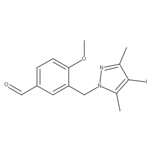 3-[(4-iodo-3,5-dimethyl-1H-pyrazol-1-yl)methyl]-4-methoxybenzaldehyde Structure