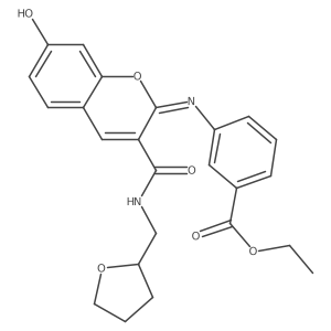 ethyl 3-({(2Z)-7-hydroxy-3-[(tetrahydrofuran-2-ylmethyl)carbamoyl]-2H-chromen-2-ylidene}amino)benzoate Structure