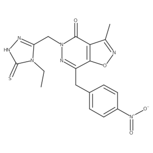 5-[(4-ethyl-5-sulfanylidene-1H-1,2,4-triazol-3-yl)methyl]-3-methyl-7-[(4-nitrophenyl)methyl]-[1,2]oxazolo[4,5-d]pyridazin-4-one结构式
