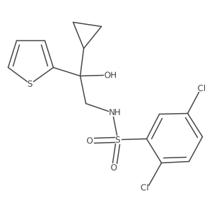2,5-dichloro-N-(2-cyclopropyl-2-hydroxy-2-(thiophen-2-yl)ethyl)benzenesulfonamide结构式
