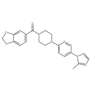 benzo[d][1,3]dioxol-5-yl(4-(6-(2-methyl-1H-imidazol-1-yl)pyridazin-3-yl)piperazin-1-yl)methanone结构式