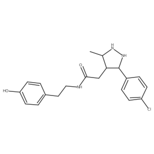 2-[3-(4-chlorophenyl)-5-methylpyrazolidin-4-yl]-N-[2-(4-hydroxyphenyl)ethyl]acetamide结构式
