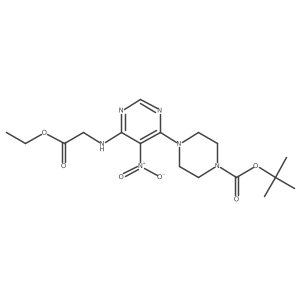 4-[6-(Ethoxycarbonylmethyl-amino)-5-nitro-pyrimidin-4-yl]-piperazine-1-carboxylic acid tert-butyl ester结构式