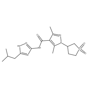 1-(1,1-dioxidotetrahydrothiophen-3-yl)-3,5-dimethyl-N-[3-(2-methylpropyl)-1H-1,2,4-triazol-5-yl]-1H-pyrazole-4-carboxamide结构式