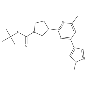 Tert-butyl 3-(4-methyl-6-(1-methyl-1h-pyrazol-4-yl)pyrimidin-2-yl)pyrrolidine-1-carboxylate结构式