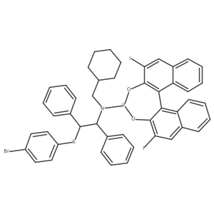 N-(2-((4-Bromophenyl)thio)-1,2-diphenylethyl)-N-(cyclohexylmethyl)-2,6-diiododinaphtho[2,1-d:1',2'-f][1,3,2]dioxaphosphepin-4-amine结构式