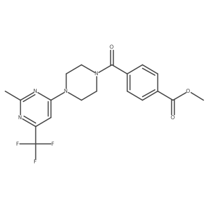 Methyl 4-(4-(2-methyl-6-(trifluoromethyl)pyrimidin-4-yl)piperazine-1-carbonyl)benzoate结构式