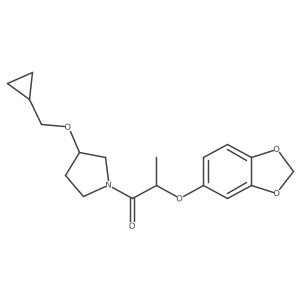 2-(Benzo[d][1,3]dioxol-5-yloxy)-1-(3-(cyclopropylmethoxy)pyrrolidin-1-yl)propan-1-one结构式