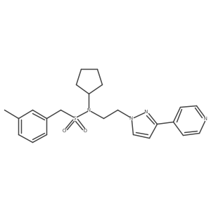 N-cyclopentyl-N-(2-(3-(pyridin-4-yl)-1H-pyrazol-1-yl)ethyl)-1-(m-tolyl)methanesulfonamide结构式