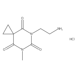 5-(2-Aminoethyl)-7-methyl-5,7-diazaspiro[2.5]octane-4,6,8-trione hydrochloride结构式