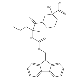 1-[2-({[(9H-fluoren-9-yl)methoxy]carbonyl}amino)-3-methoxy-2-methylpropanoyl]-3-hydroxypiperidine-3-carboxylic acid结构式