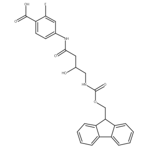 4-[4-({[(9H-fluoren-9-yl)methoxy]carbonyl}amino)-3-hydroxybutanamido]-2-fluorobenzoic acid Structure