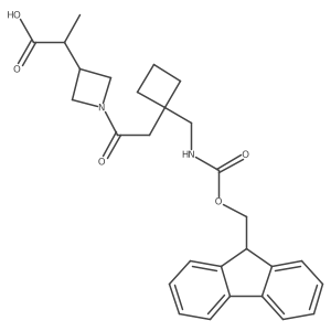 2-[1-(2-{1-[({[(9H-fluoren-9-yl)methoxy]carbonyl}amino)methyl]cyclobutyl}acetyl)azetidin-3-yl]propanoic acid Structure