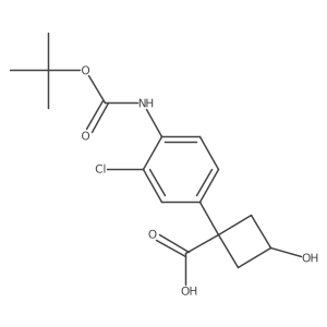 1-(4-{[(Tert-butoxy)carbonyl]amino}-3-chlorophenyl)-3-hydroxycyclobutane-1-carboxylic acid结构式