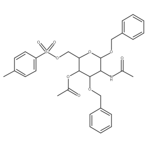 I+/--D-Glucopyranoside, phenylmethyl 2-(acetylamino)-2-deoxy-3-O-(phenylmethyl)-, 4-acetate 6-(4-methylbenzenesulfonate) Structure