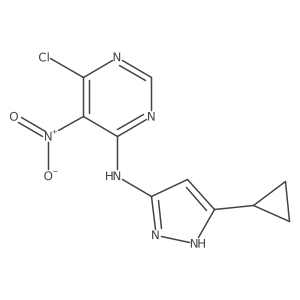 (6-Chloro-5-nitro-pyrimidin-4-yl)-(5-cyclopropyl-2H-pyrazol-3-yl)-amine结构式
