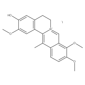 3-Hydroxy-2,9,10-trimethoxy-13-methyl-5,6-dihydroisoquinolino[3,2-a]isoquinolin-7-ium iodide结构式