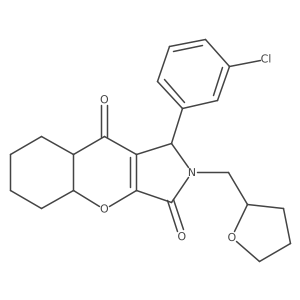 1-(3-chlorophenyl)-2-(oxolan-2-ylmethyl)-4a,5,6,7,8,8a-hexahydro-1H-chromeno[2,3-c]pyrrole-3,9-dione结构式