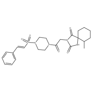 6-Methyl-3-{2-oxo-2-[4-(2-phenylethenesulfonyl)piperazin-1-yl]ethyl}-1,3-diazaspiro[4.5]decane-2,4-dione Structure