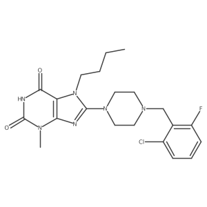 7-butyl-8-(4-(2-chloro-6-fluorobenzyl)piperazin-1-yl)-3-methyl-1H-purine-2,6(3H,7H)-dione Structure