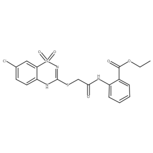 ethyl 2-(2-((7-chloro-1,1-dioxido-4H-benzo[e][1,2,4]thiadiazin-3-yl)thio)acetamido)benzoate Structure