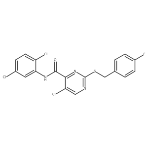 5-chloro-N-(2,5-dichlorophenyl)-2-[(4-fluorobenzyl)sulfanyl]pyrimidine-4-carboxamide结构式