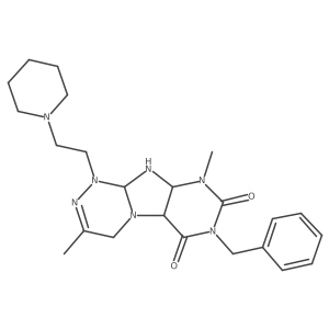 7-benzyl-3,9-dimethyl-1-(2-piperidin-1-ylethyl)-5a,9a,10,10a-tetrahydro-4H-purino[8,7-c][1,2,4]triazine-6,8-dione Structure