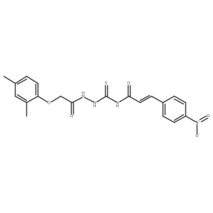 2-(2,4-Dimethylphenoxy)acetic acid 2-[[[3-(4-nitrophenyl)-1-oxo-2-propen-1-yl]amino]thioxomethyl]hydrazide Structure