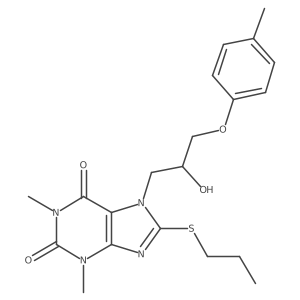 7-(2-hydroxy-3-(p-tolyloxy)propyl)-1,3-dimethyl-8-(propylthio)-1H-purine-2,6(3H,7H)-dione结构式