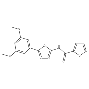 N-(5-(3,5-dimethoxyphenyl)-1,3,4-oxadiazol-2-yl)isoxazole-5-carboxamide结构式