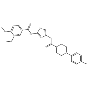 N-(4-{2-[4-(4-fluorophenyl)piperazin-1-yl]-2-oxoethyl}-1,3-thiazol-2-yl)-3,4-dimethoxybenzamide结构式