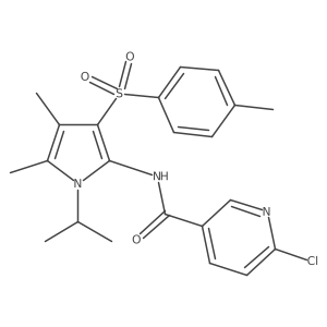 6-chloro-N-{4,5-dimethyl-3-[(4-methylphenyl)sulfonyl]-1-(propan-2-yl)-1H-pyrrol-2-yl}pyridine-3-carboxamide结构式