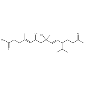 6,8-Dihydroxy-4,8-dimethyl-11-isopropyl-14-oxo-4,9-pentadecadienoic acid, (4E,6R,8S,9E,11S)-结构式
