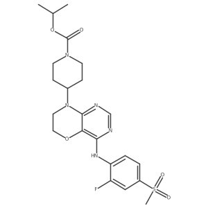 1-Piperidinecarboxylic acid, 4-[4-[[2-fluoro-4-(Methylsulfonyl)phenyl]aMino]-6,7-dihydro-8H-pyriMido[5,4-b][1,4]oxazin-8-yl]-, 1-Methylethyl ester结构式