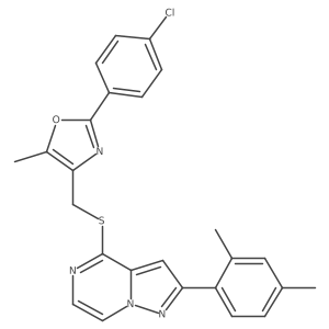 4-({[2-(4-Chlorophenyl)-5-methyl-1,3-oxazol-4-yl]methyl}thio)-2-(2,4-dimethylphenyl)pyrazolo[1,5-a]pyrazine Structure