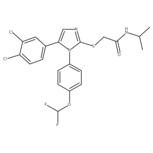 2-((5-(3,4-dichlorophenyl)-1-(4-(difluoromethoxy)phenyl)-1H-imidazol-2-yl)thio)-N-isopropylacetamide结构式