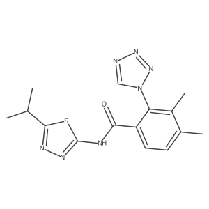 3,4-dimethyl-N-[(2E)-5-(propan-2-yl)-1,3,4-thiadiazol-2(3H)-ylidene]-2-(1H-tetrazol-1-yl)benzamide Structure