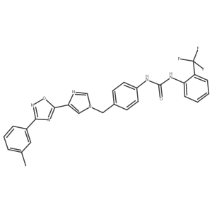 1-(4-((4-(3-(m-tolyl)-1,2,4-oxadiazol-5-yl)-1H-imidazol-1-yl)methyl)phenyl)-3-(2-(trifluoromethyl)phenyl)urea Structure