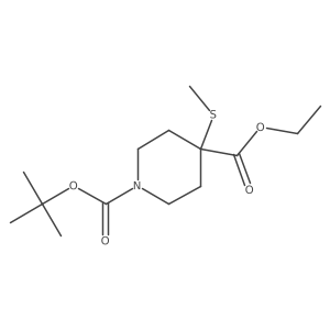 O1-tert-Butyl O4-ethyl 4-methylsulfanylpiperidine-1,4-dicarboxylate结构式
