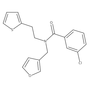 3-chloro-N-(furan-3-ylmethyl)-N-(2-(thiophen-2-yl)ethyl)benzamide结构式
