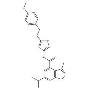 N-{3-[2-(4-methoxyphenyl)ethyl]-1H-1,2,4-triazol-5-yl}-3-methyl-6-(propan-2-yl)[1,2]oxazolo[5,4-b]pyridine-4-carboxamide结构式