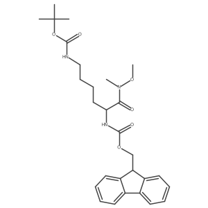 tert-butyl N-[(5S)-5-{[(9H-fluoren-9-ylmethoxy)carbonyl]amino}-5-[methoxy(methyl)carbamoyl]pentyl]carbamate Structure