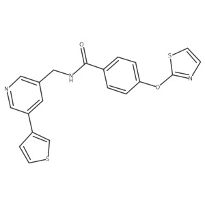4-(thiazol-2-yloxy)-N-((5-(thiophen-3-yl)pyridin-3-yl)methyl)benzamide结构式