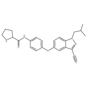 2-Pyrrolidinecarboxamide, N-[4-[[3-cyano-1-(2-methylpropyl)-1H-indazol-5-yl]oxy]phenyl]-, (2S)- Structure
