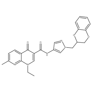 N-(1-((2,3-dihydrobenzo[b][1,4]dioxin-2-yl)methyl)-1H-pyrazol-4-yl)-1-ethyl-7-methyl-4-oxo-1,4-dihydro-1,8-naphthyridine-3-carboxamide Structure